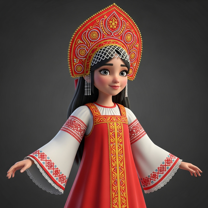 Animated Personification of Russia: Traditional Dress & Baroque Style Animated Personification of Russia: Traditional Dress & Baroque Style