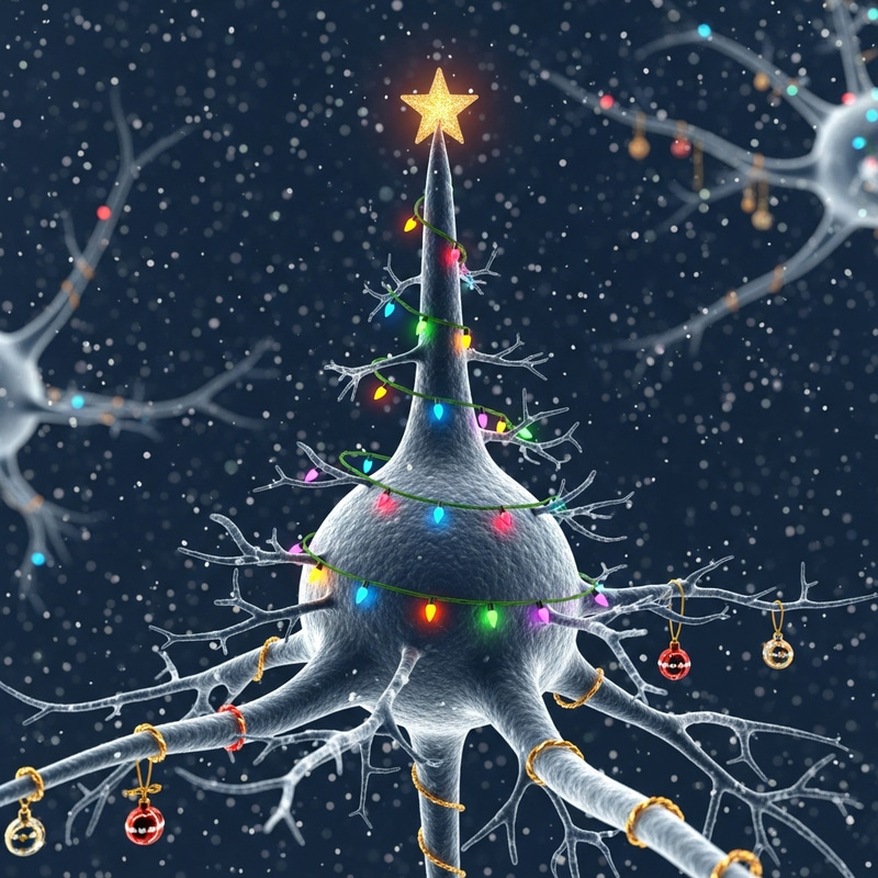 Neural Tissue Cell in Festive Holiday Style Neural Tissue Cell in Festive Holiday Style