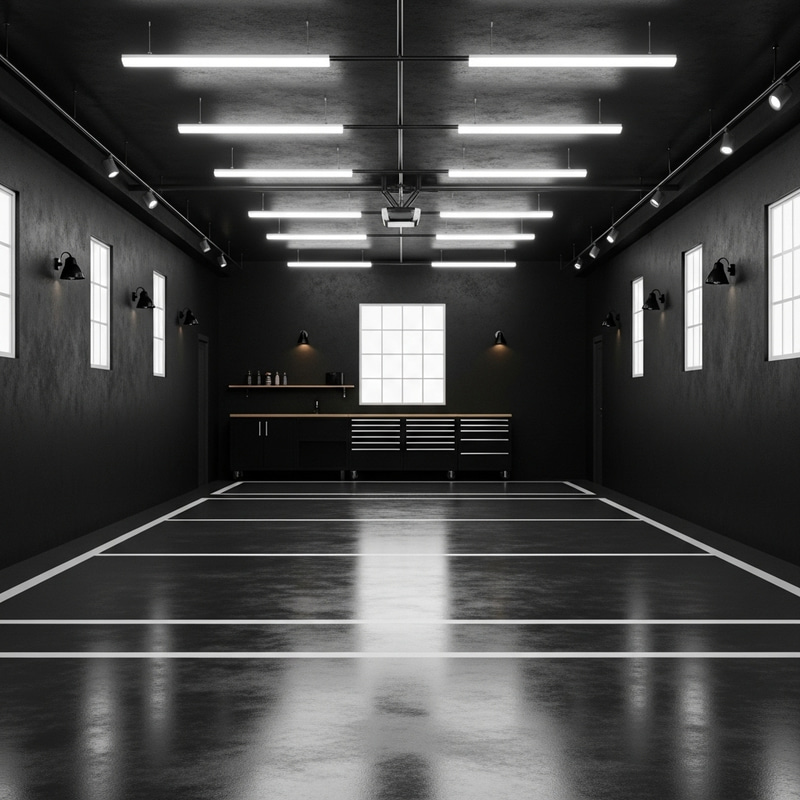 Minimalist Black and White Garage Interior: Capricious Lighting Minimalist Black and White Garage Interior: Capricious Lighting