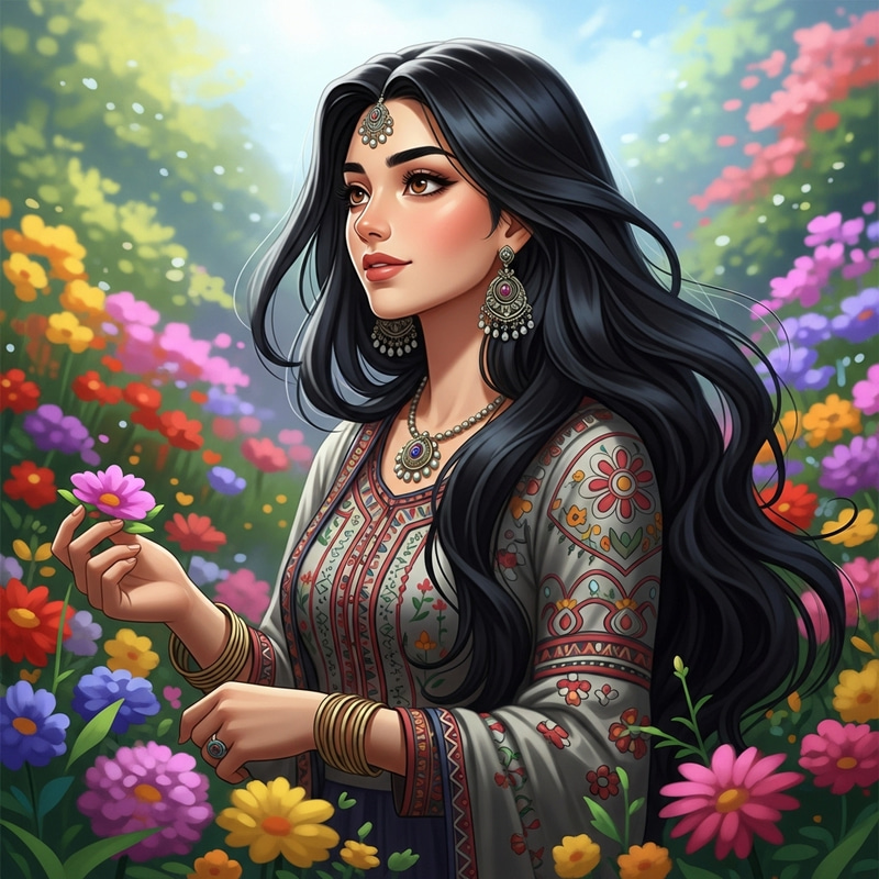Beautiful South Asian Woman in Stunning Garden Scene