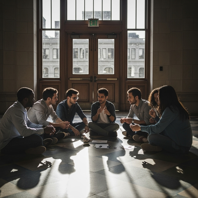 Nine Friends Playing Mafia Game at Nizhnevartovsk State University