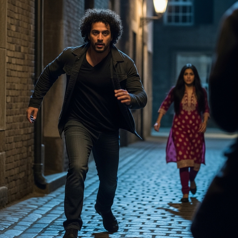 Hero Saves Love Interest in Dark Alley: Intense Movie Scene