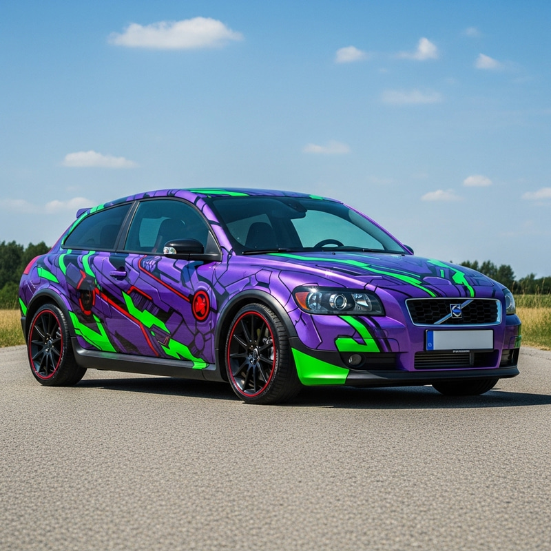 Sleek Volvo C30 with Custom Eva 01-Inspired Paint Job Sleek Volvo C30 with Custom Eva 01-Inspired Paint Job