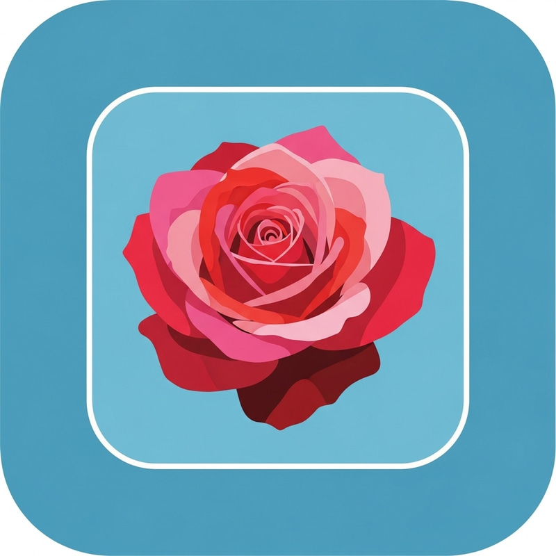 Rose Flower Icon - Bright Red/Pink Bloom Rose Flower Icon - Bright Red/Pink Bloom