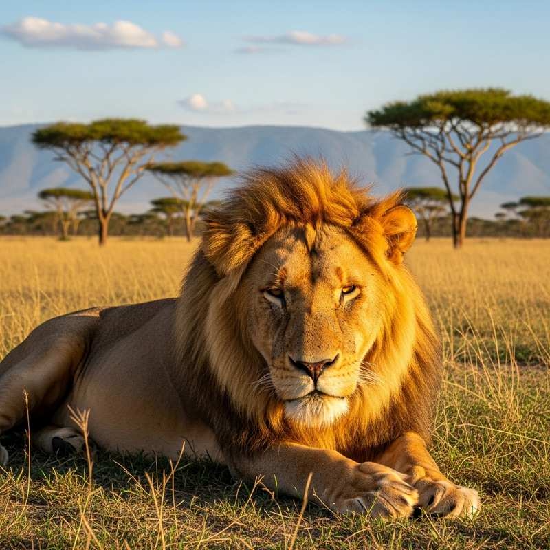 Majestic Lion Resting in Natural Habitat