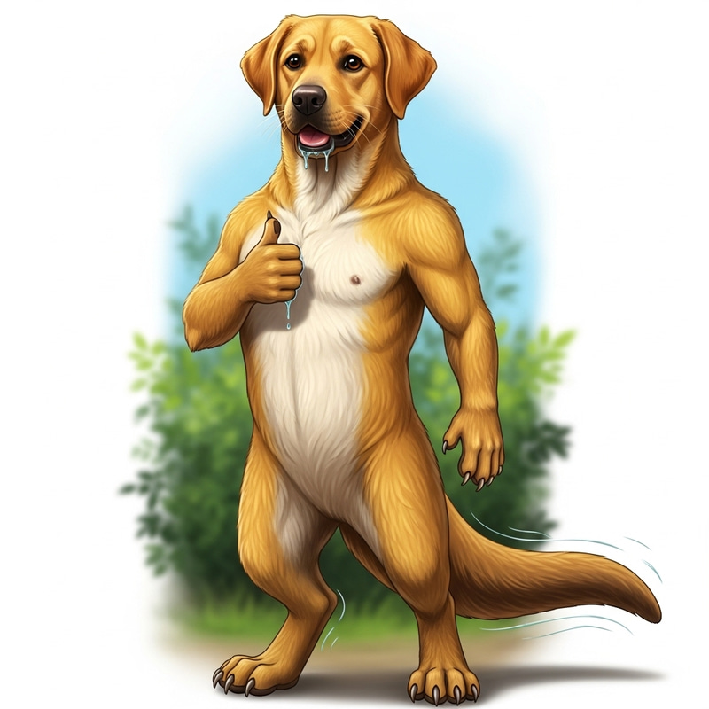 Dog-Human Hybrid Illustration | Labrador Retriever Character Design