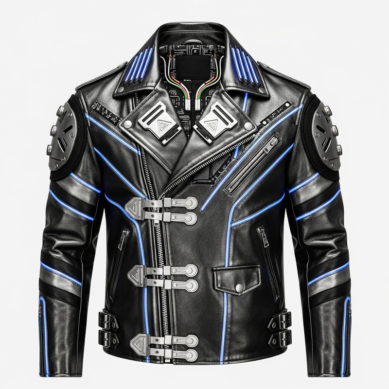 Cyberpunk Style Men's Biker Brando Leather Jacket | Unique Design Cyberpunk Style Men's Biker Brando Leather Jacket | Unique Design