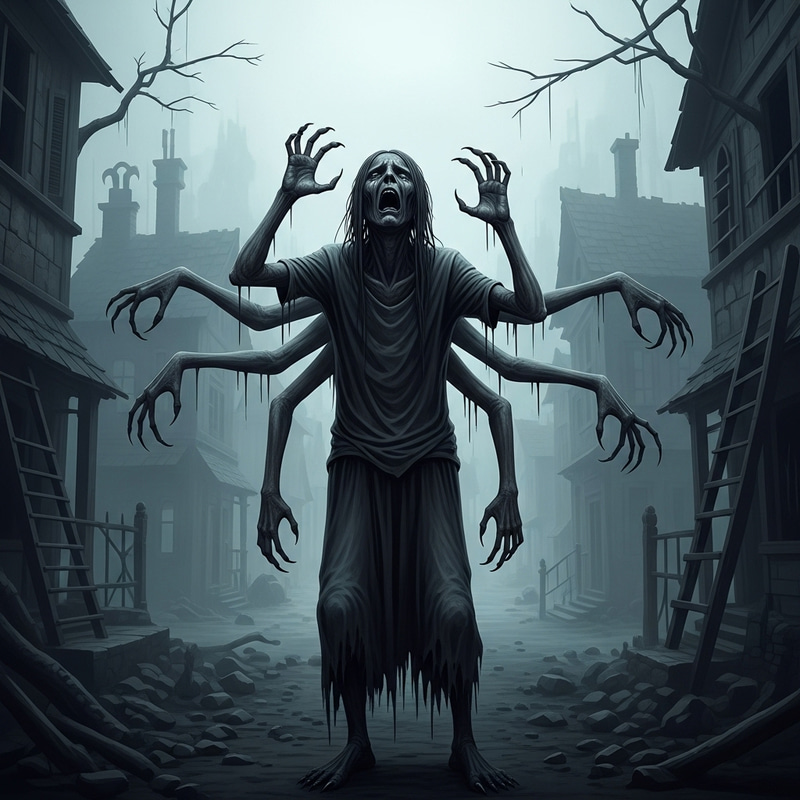 Eerie Poor Creature Suffering in Silent Hill Style Eerie Poor Creature Suffering in Silent Hill Style