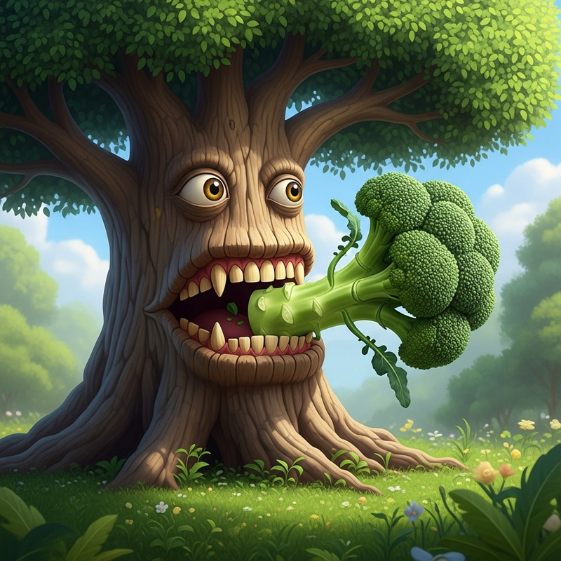 A Tree Eating Broccoli: A Whimsical Delight A Tree Eating Broccoli: A Whimsical Delight