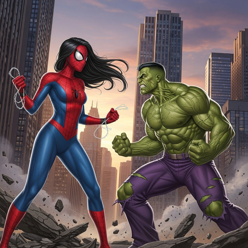 Spider Women and Hulk: Epic Superhero Showdown Spider Women and Hulk: Epic Superhero Showdown