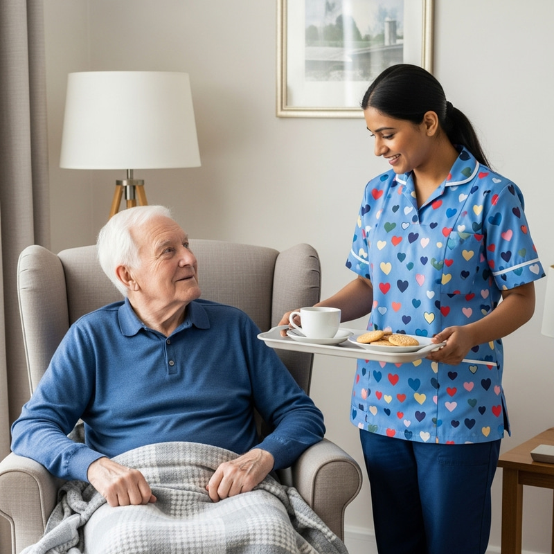 Heartwarming Elderly Man with Caring Caregiver Scene