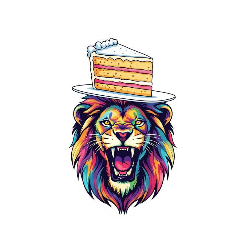 Roaring Lion & Cake Logo Design | Modern Pop Art Style
