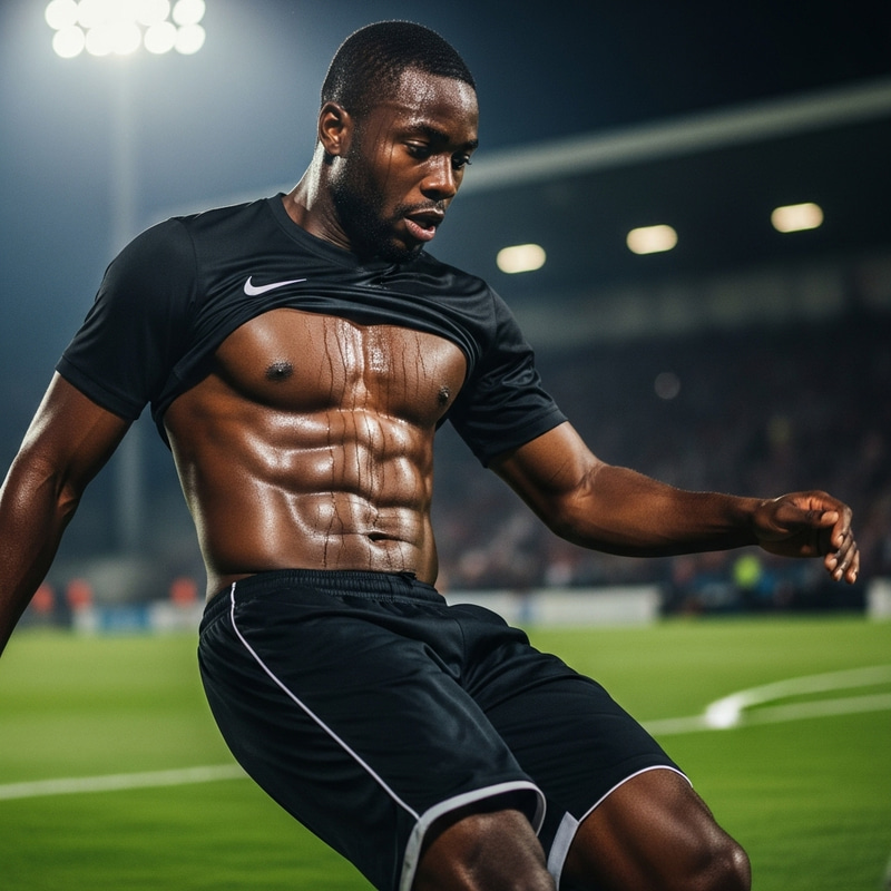 Incredible Washboard Abs of a Soccer Player in Action Incredible Washboard Abs of a Soccer Player in Action