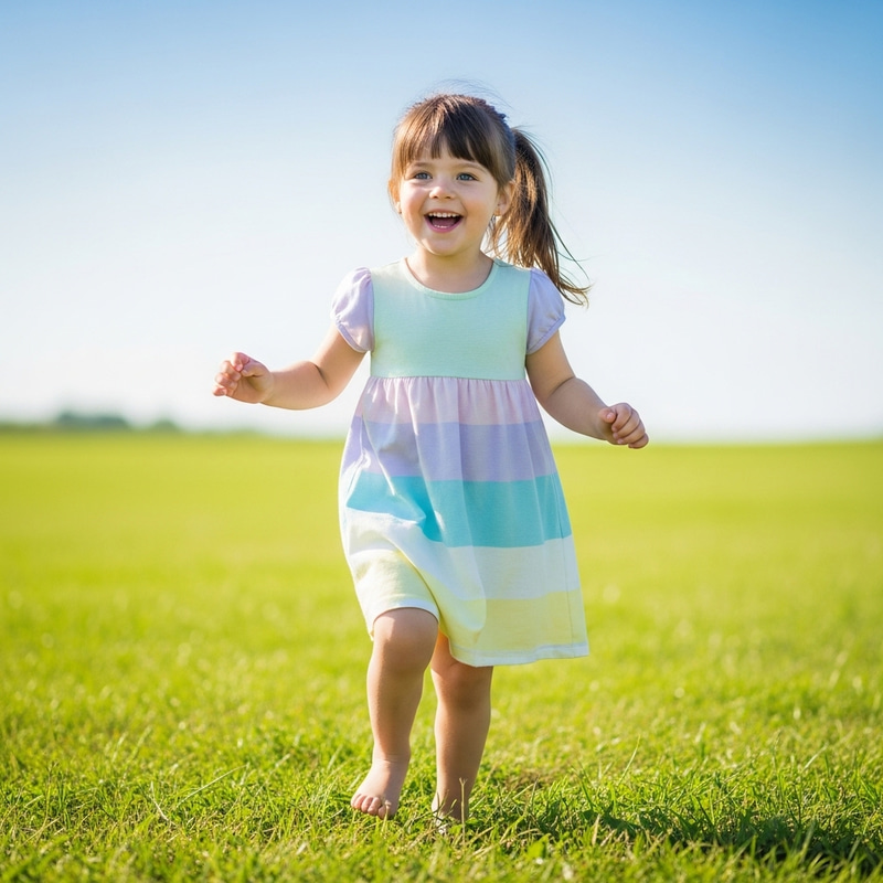 Beautiful Young Girl Walking Barefoot in Green Field Beautiful Young Girl Walking Barefoot in Green Field