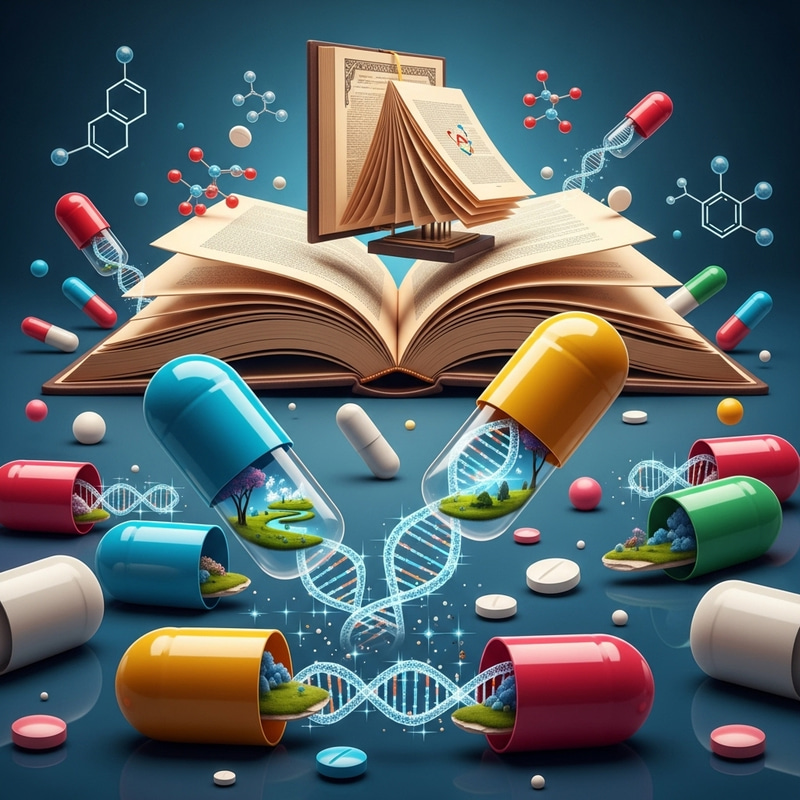 Abstract Medication Concept with DNA and Landscapes Abstract Medication Concept with DNA and Landscapes