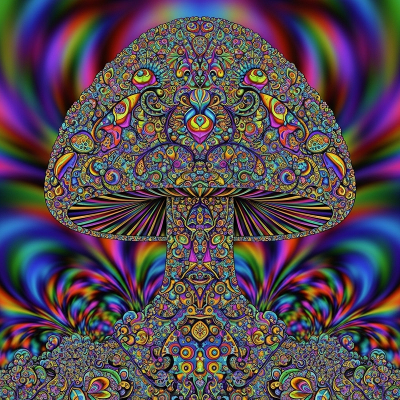 Vibrant Fractal Mushroom Psychedelic Pattern Vibrant Fractal Mushroom Psychedelic Pattern