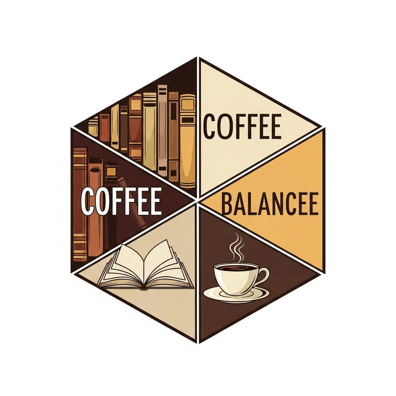Hexagon Coffee Shop Logo with Books Design Hexagon Coffee Shop Logo with Books Design