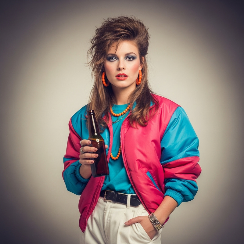 1980's Vintage Photo of Female Model with Beer Bottle