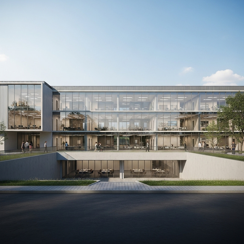 Modern Two-Story Educational Institution with Unique Gymnasium Design Modern Two-Story Educational Institution with Unique Gymnasium Design