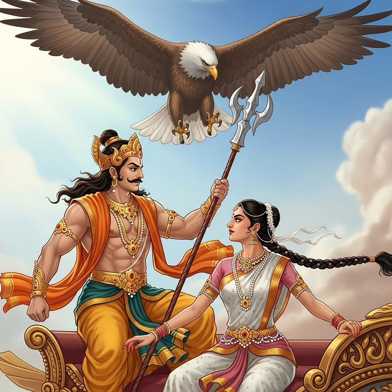 Epic Ramayana Scene: Ravan, Jatayu, and Sita Epic Ramayana Scene: Ravan, Jatayu, and Sita