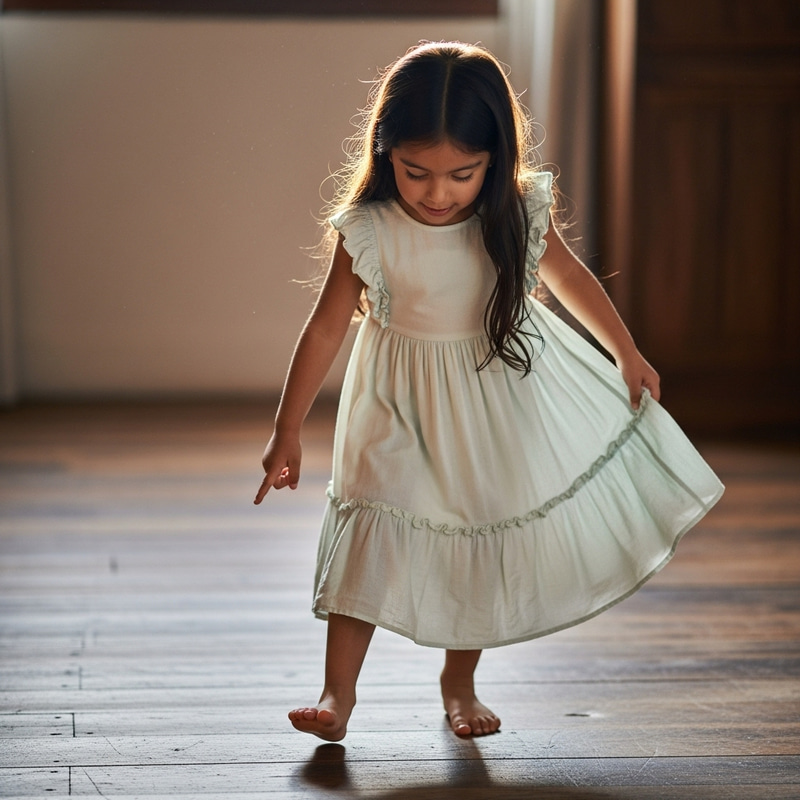 Barefoot Spanish Girl Pointing Toes - Youthful Exploration Barefoot Spanish Girl Pointing Toes - Youthful Exploration