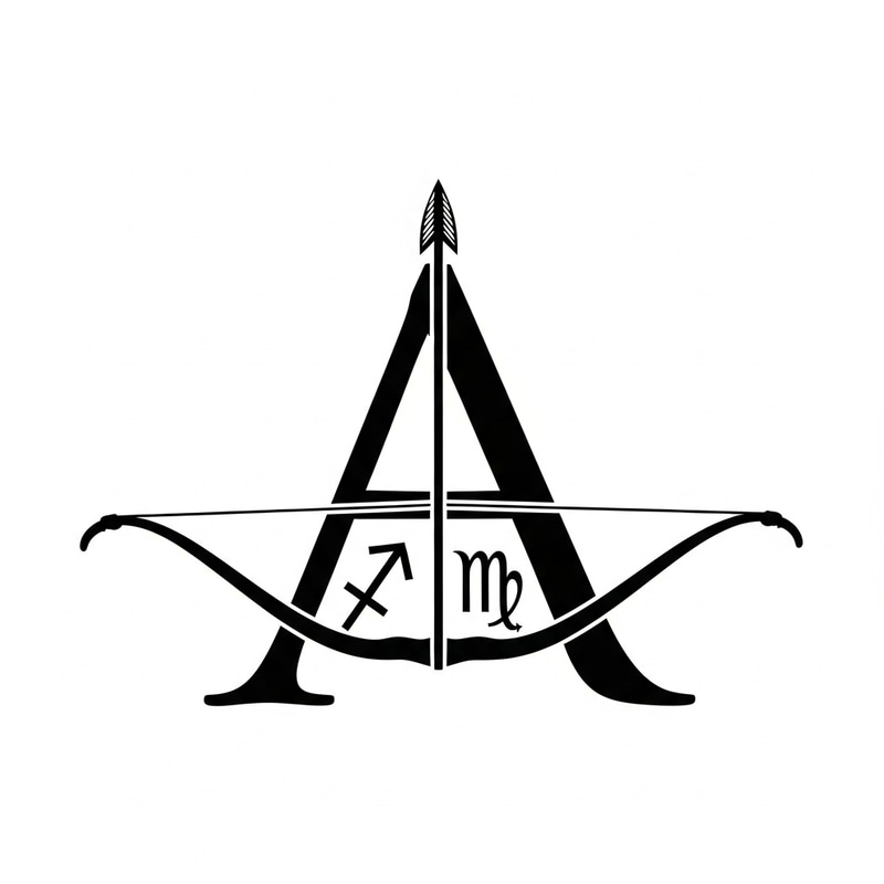 Creative Design of the Letter 'A' with Sagittarius Symbol Creative Design of the Letter 'A' with Sagittarius Symbol