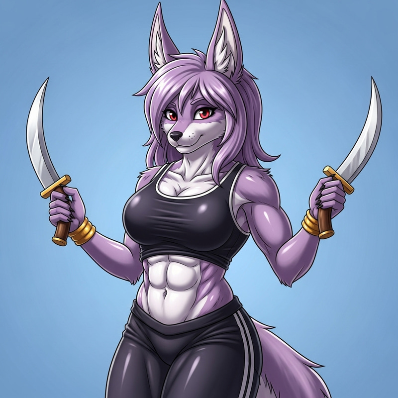 Dynamic Female OC with Impressive Abdominal Muscles | Lilac Ruby Jackal