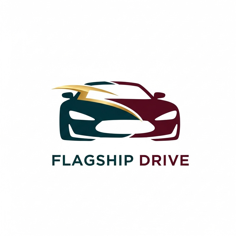 Flagship Drive Automotive Blog: Minimalist Logo Design Featuring Stylized Car Front Flagship Drive Automotive Blog: Minimalist Logo Design Featuring Stylized Car Front