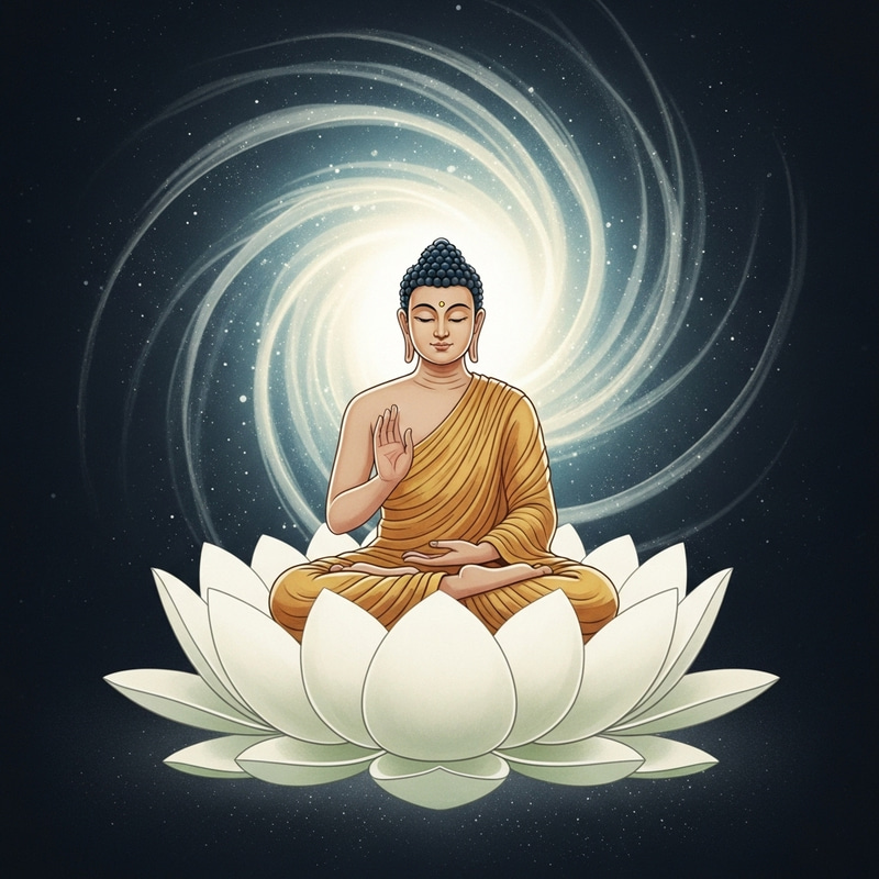 Serene Buddha Meditation on Lotus - Whimsical Watercolor Art Serene Buddha Meditation on Lotus - Whimsical Watercolor Art