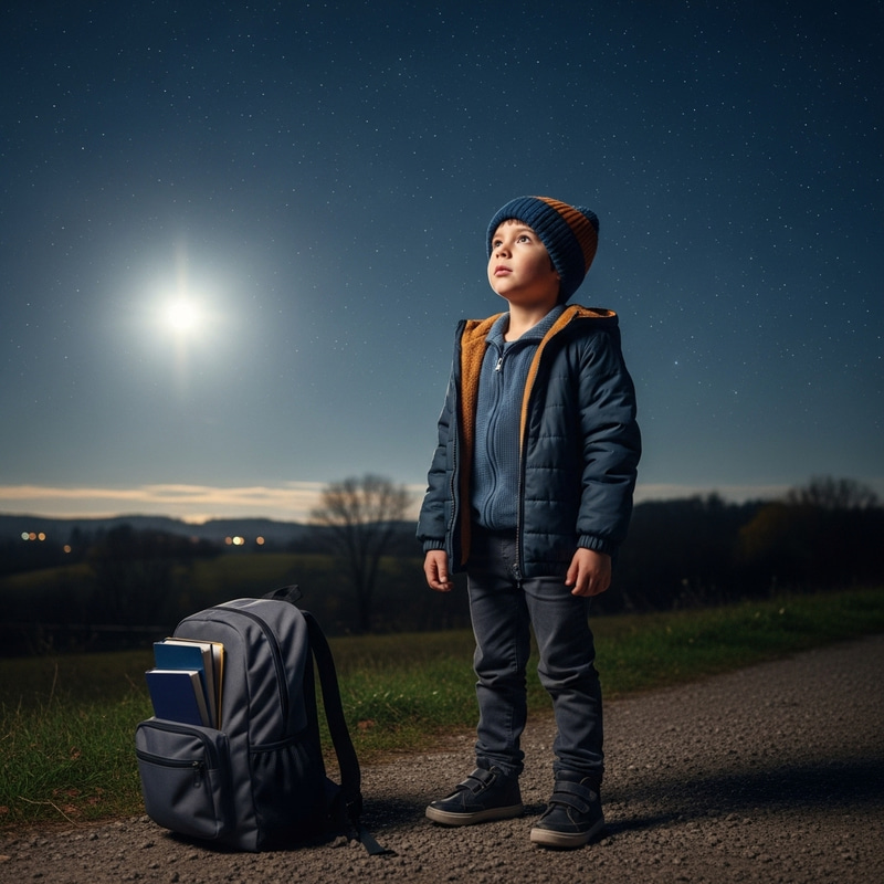 Hispanic Boy Stargazing in Rural Countryside