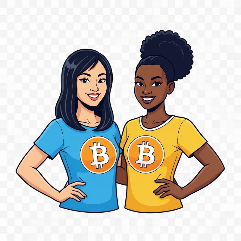 Bitcoin Women | Asian & African Smiling with Cryptocurrency Bitcoin Women | Asian & African Smiling with Cryptocurrency