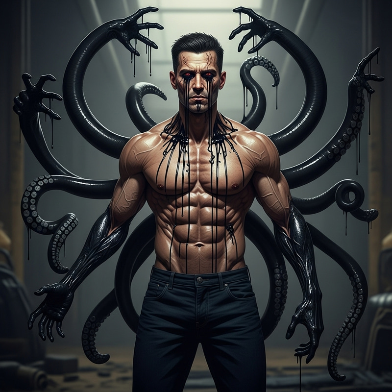 Mutant Man with Tentacle Arms and Disturbing Features