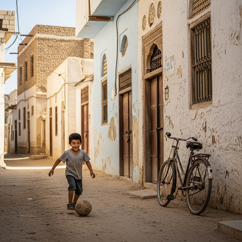 Middle Eastern Child Playing in the Street