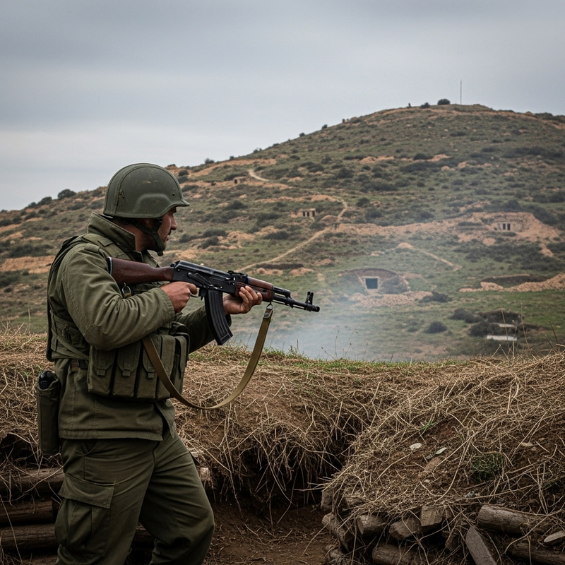 Hispanic Liberation Army Soldier on Fortification | Military Stare Hispanic Liberation Army Soldier on Fortification | Military Stare