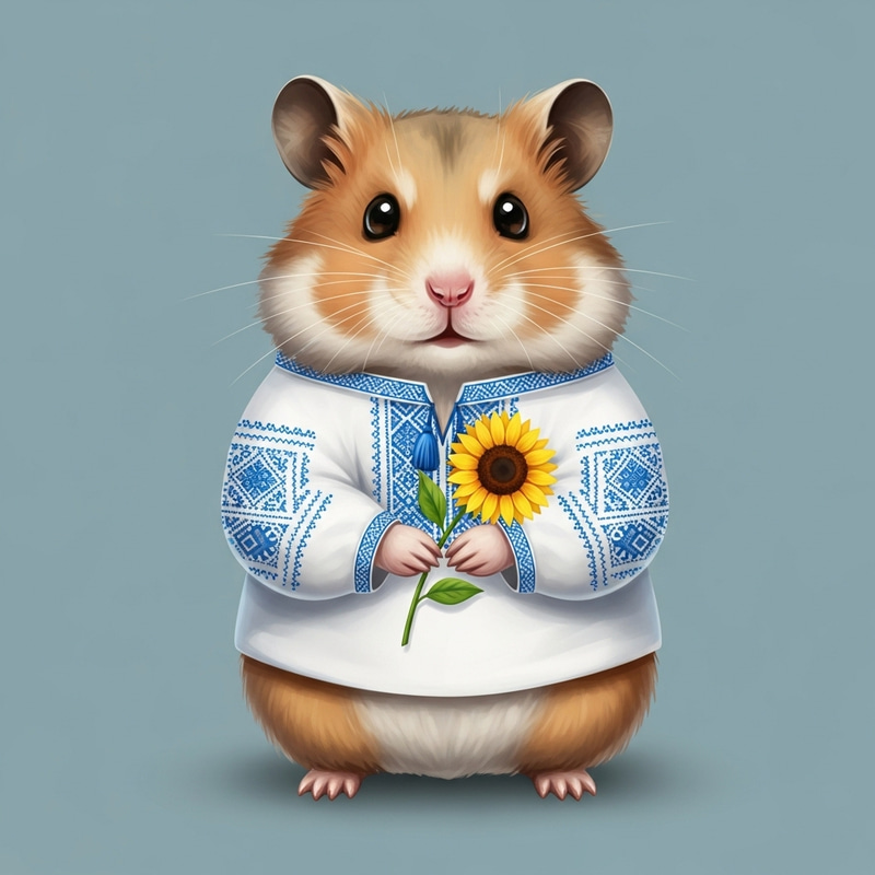 Ukrainian Hamster Illustration | Sunflower Adornment Ukrainian Hamster Illustration | Sunflower Adornment