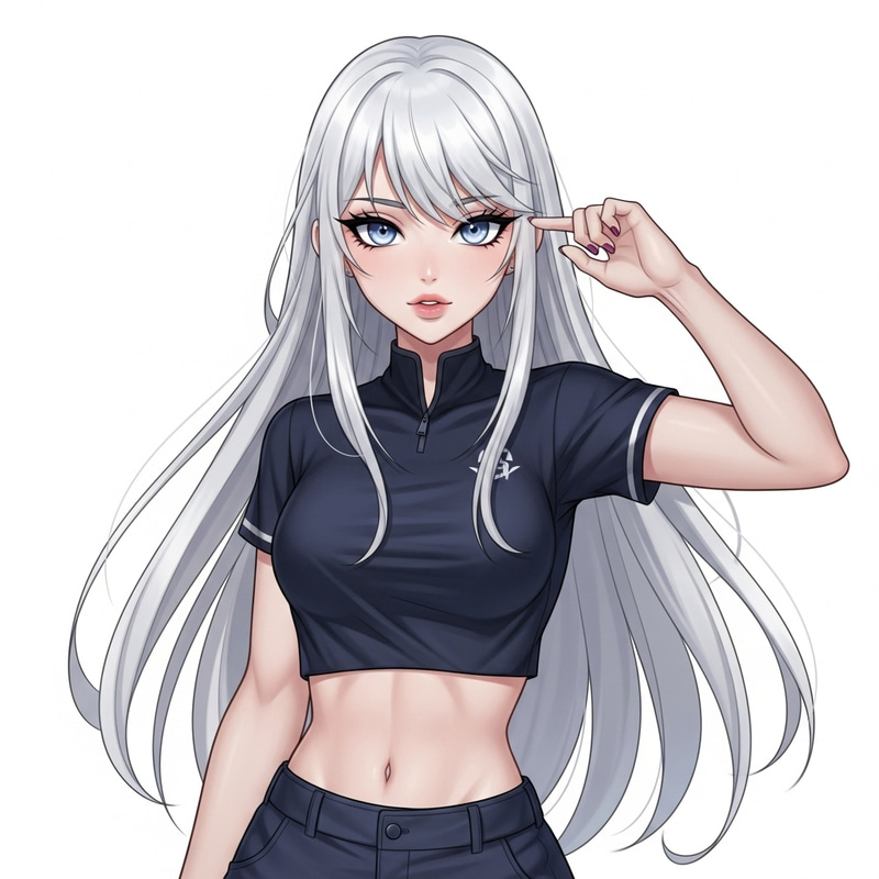 Captivating Athletic Girl with White Hair and Blue Eyes Captivating Athletic Girl with White Hair and Blue Eyes