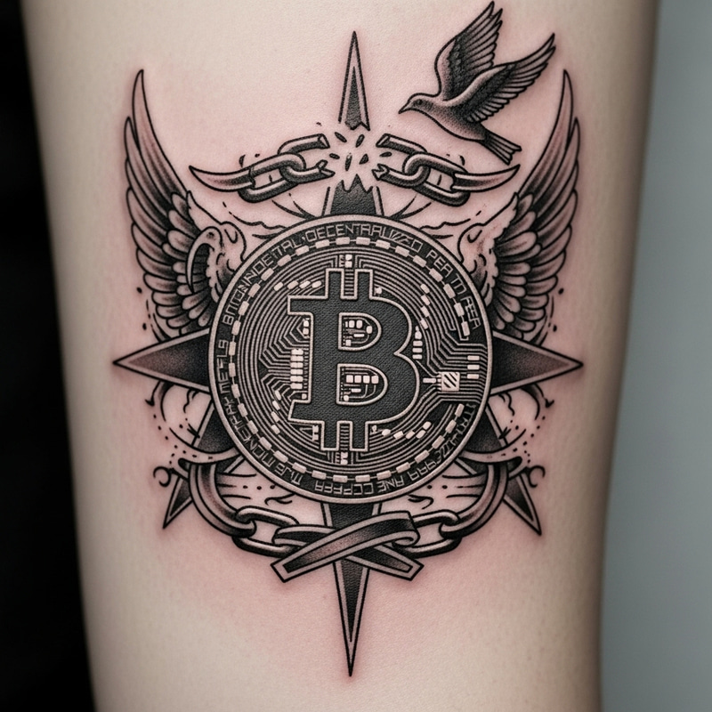 Bitcoin Freedom Tattoo Design | Liberty Symbol