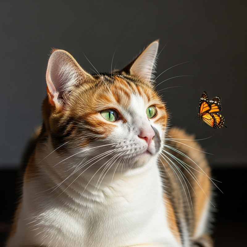 Beautiful Calico Cat Relaxing in Natural Colors Beautiful Calico Cat Relaxing in Natural Colors