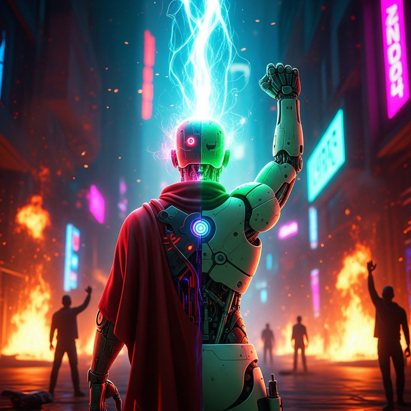 Neon Futuristic Protest | Fist of Resistance in Urban Chaos Neon Futuristic Protest | Fist of Resistance in Urban Chaos