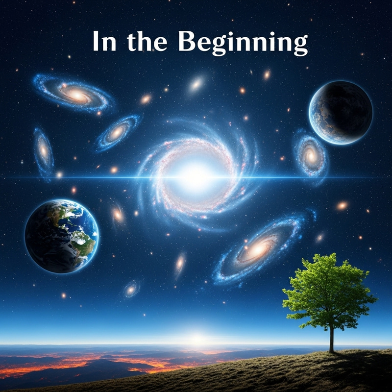 Cosmic Play: Serene Visual Interpretation of 'In the Beginning' Cosmic Play: Serene Visual Interpretation of 'In the Beginning'