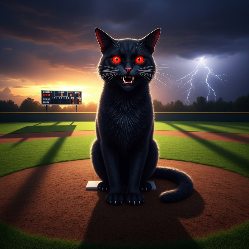 Malicious Cat in Baseball Field - Unique Image! Malicious Cat in Baseball Field - Unique Image!
