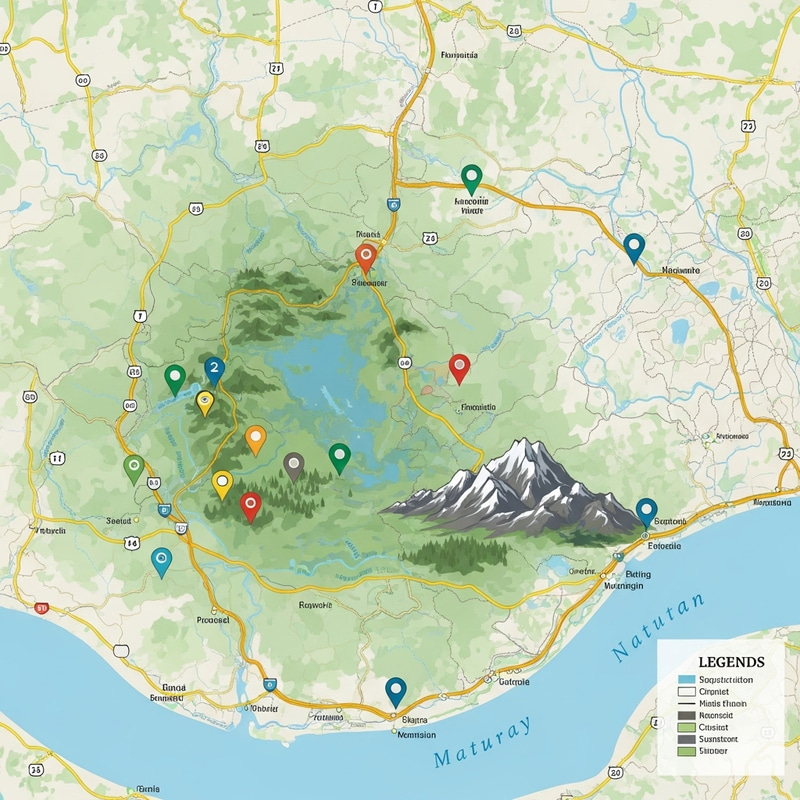 Formal Map of Natural Areas - Detailed Illustration Formal Map of Natural Areas - Detailed Illustration