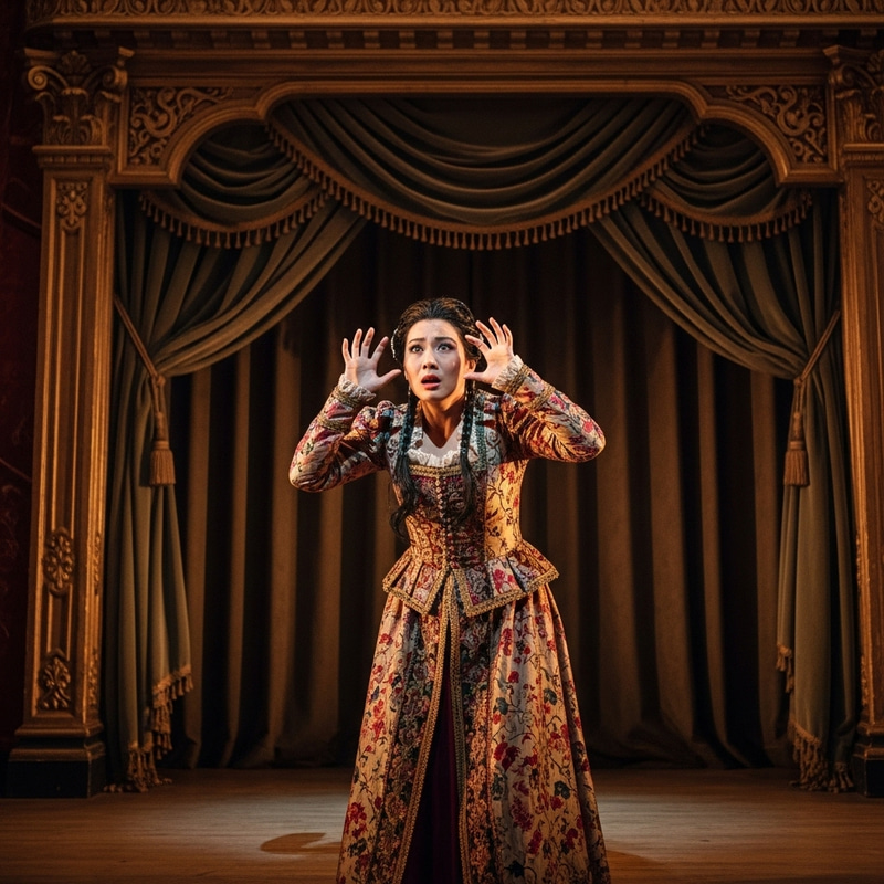 Intense Asian Female Actor Shouting in Fear | Vintage Stage Drama