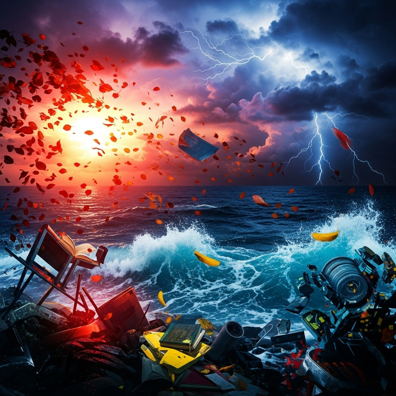 Evoke Intense Emotions: Chaotic Twilight Scene