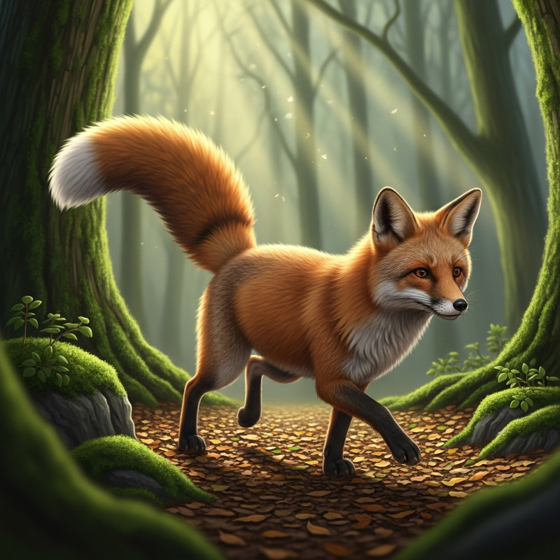 Majestic Fox in Enchanting Forest Majestic Fox in Enchanting Forest