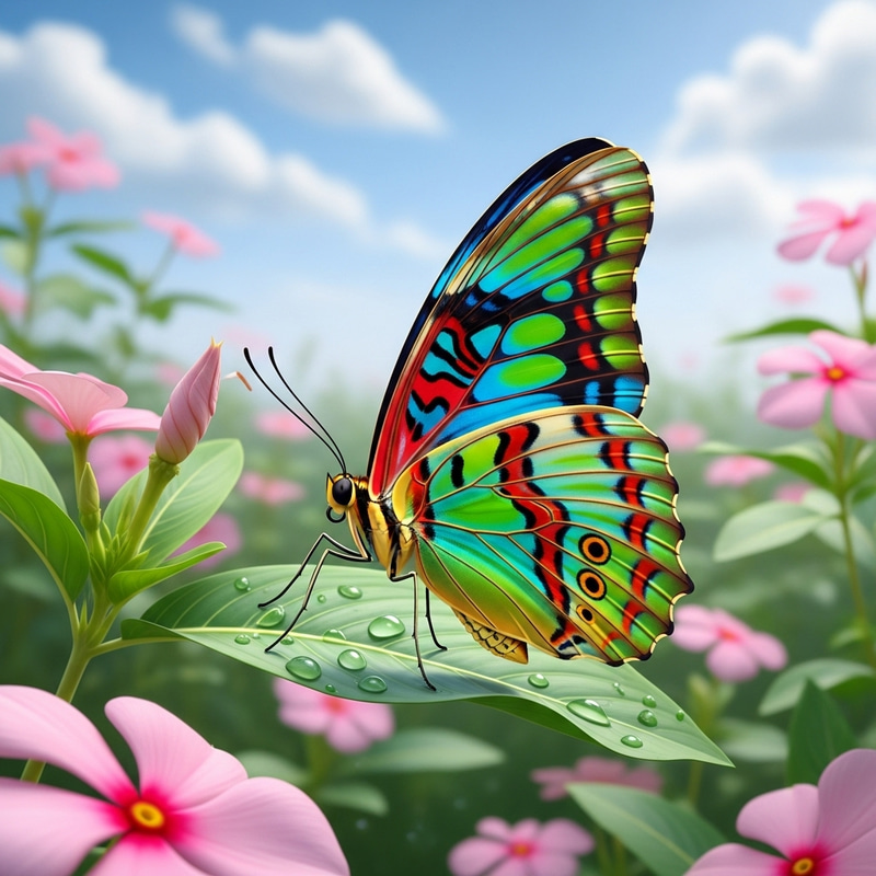 Vibrant Butterfly in Serene Garden - Nature's Artistic Palette Vibrant Butterfly in Serene Garden - Nature's Artistic Palette