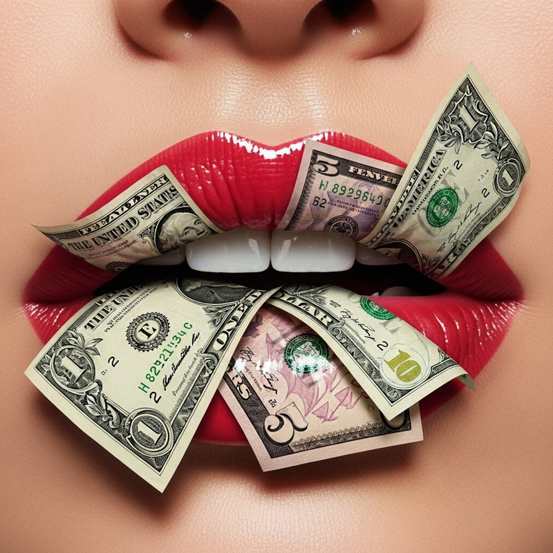 Vibrant Lips with Money Illustration Vibrant Lips with Money Illustration