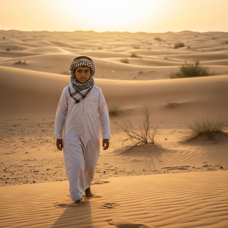 Arabian Boy Walking in Desert | Pre-Islamic and Islamic Era Arabian Boy Walking in Desert | Pre-Islamic and Islamic Era