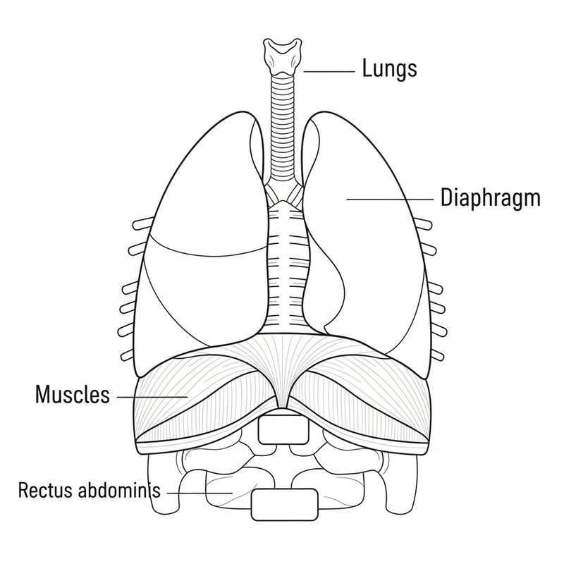Monochromatic Respiratory System Diagram - Anatomy Study