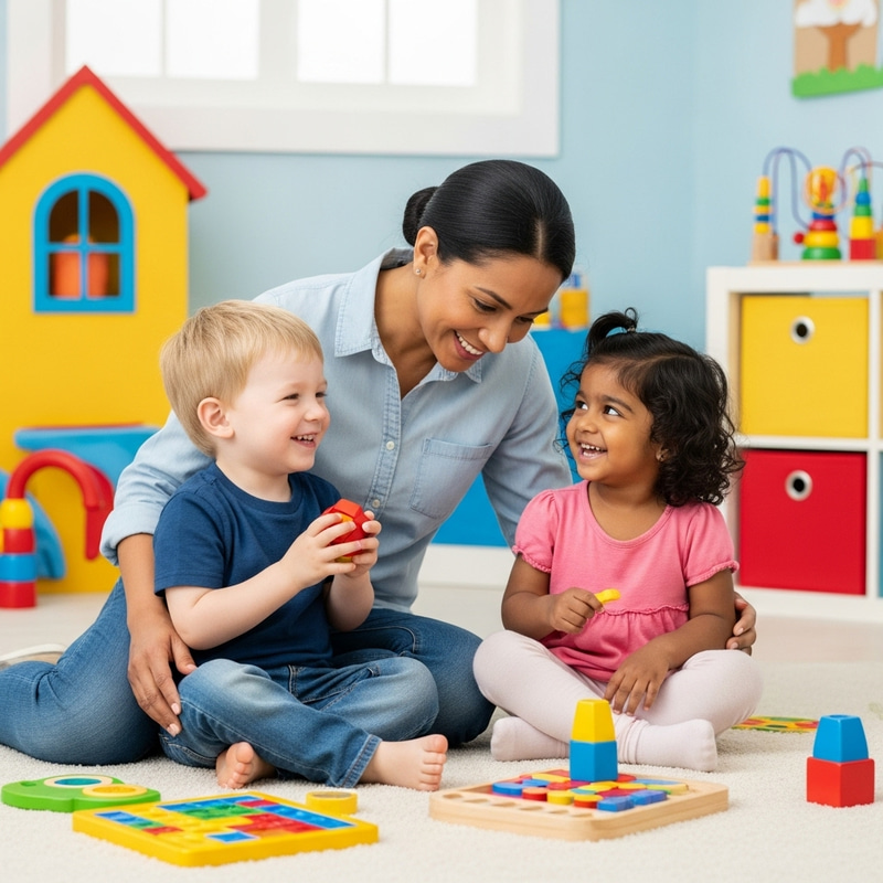 Humanoid Engaging with Children in Kinder Setting Humanoid Engaging with Children in Kinder Setting